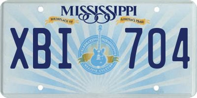 MS license plate XBI704