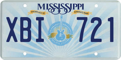 MS license plate XBI721