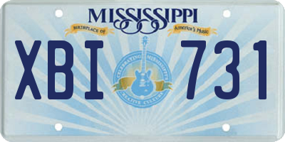 MS license plate XBI731