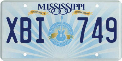 MS license plate XBI749