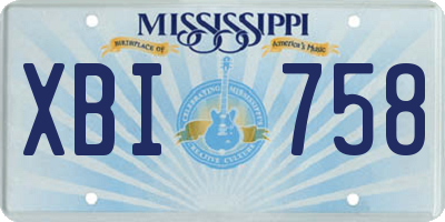 MS license plate XBI758