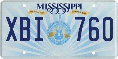 MS license plate XBI760
