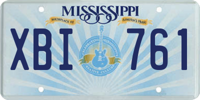 MS license plate XBI761