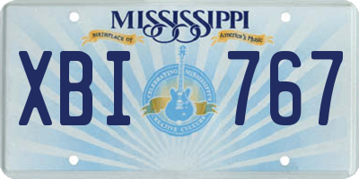 MS license plate XBI767