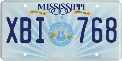 MS license plate XBI768