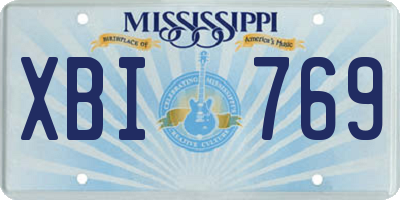 MS license plate XBI769