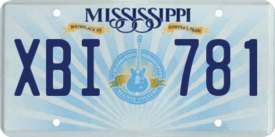MS license plate XBI781