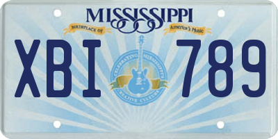 MS license plate XBI789