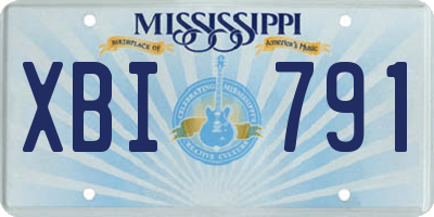 MS license plate XBI791