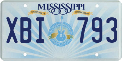 MS license plate XBI793