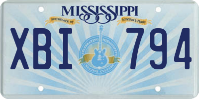 MS license plate XBI794