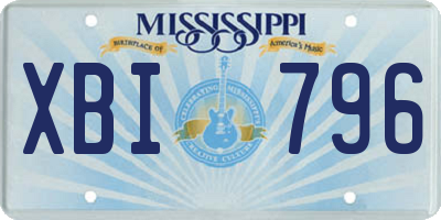 MS license plate XBI796