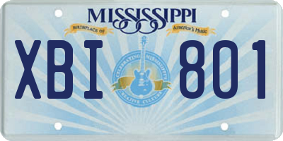 MS license plate XBI801