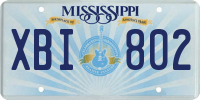 MS license plate XBI802