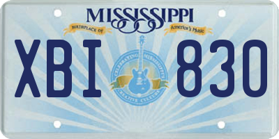 MS license plate XBI830