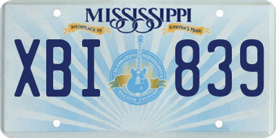 MS license plate XBI839