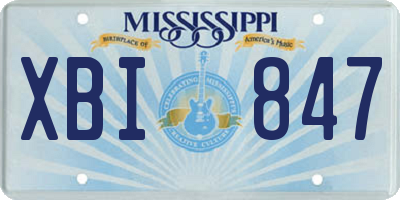 MS license plate XBI847
