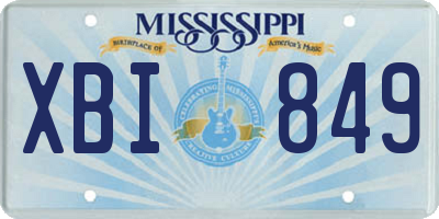 MS license plate XBI849