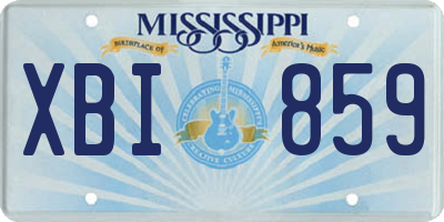 MS license plate XBI859