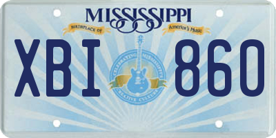 MS license plate XBI860