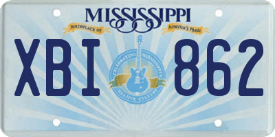 MS license plate XBI862