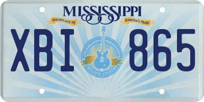 MS license plate XBI865