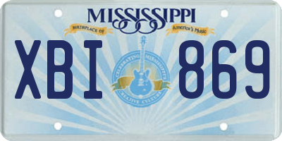MS license plate XBI869