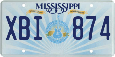 MS license plate XBI874