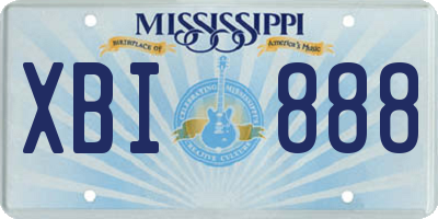 MS license plate XBI888