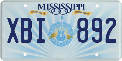 MS license plate XBI892