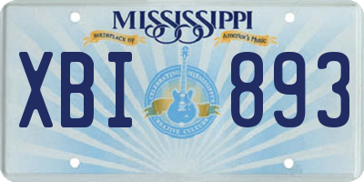 MS license plate XBI893