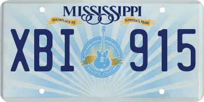 MS license plate XBI915