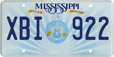 MS license plate XBI922
