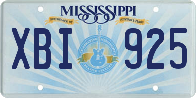 MS license plate XBI925