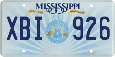 MS license plate XBI926