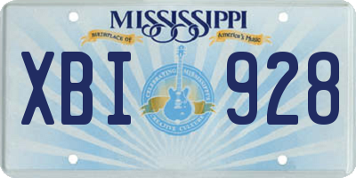 MS license plate XBI928