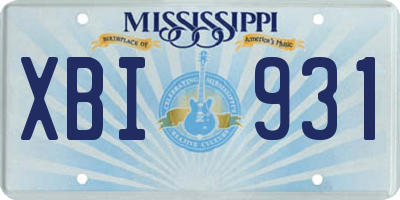 MS license plate XBI931