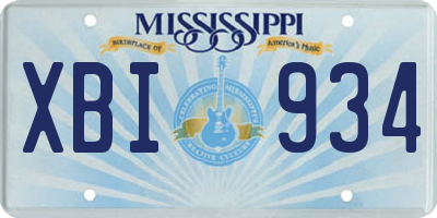 MS license plate XBI934