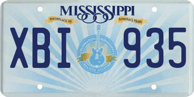 MS license plate XBI935