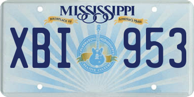 MS license plate XBI953