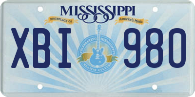 MS license plate XBI980
