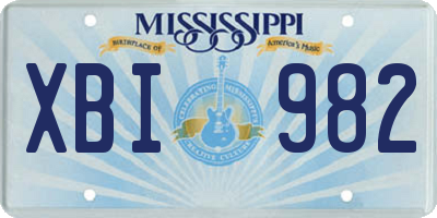 MS license plate XBI982
