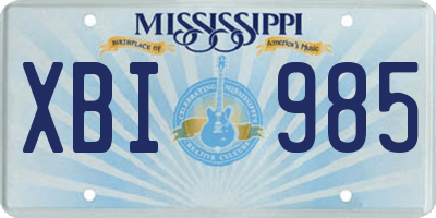 MS license plate XBI985