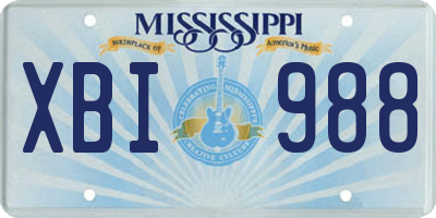 MS license plate XBI988
