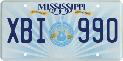 MS license plate XBI990