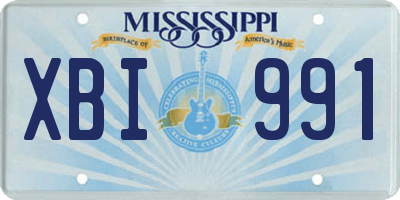 MS license plate XBI991