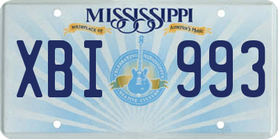 MS license plate XBI993
