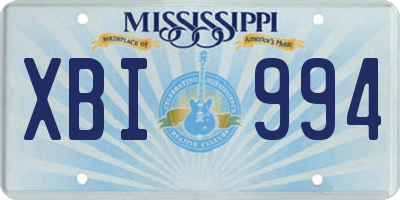 MS license plate XBI994