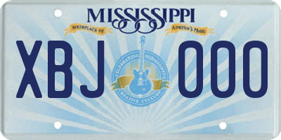MS license plate XBJ000