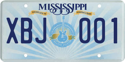 MS license plate XBJ001